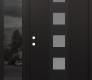 Modern Steel Front Door DIAMOND A13 50" X 80" BLACK/WHITE FROSTED GLASS PANEL BLACK RHI WITH SIDELITE MIRRORED GLASS