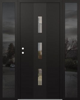 DIAMOND A7 68" X 80" BLACK/BLACK CLEAR GLASS PANEL BLACK RHI WITH 2 SIDELITES MIRRORED GLASS