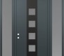 Modern Steel Front Door DIAMOND A13 68" X 96" ANTHRACITE/ANTHRACITE FROSTED GLASS PANEL BLACK RHI WITH 2 SIDELITES AND TRANSOM FROSTED GLASS