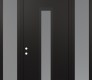 Modern Steel Front Door DIAMOND A11 60" X 96" BLACK/WHITE FROSTED GLASS PANEL BLACK RHI WITH 2 SIDELITES AND TRANSOM FROSTED GLASS