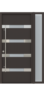 MODERN FRONT STEEL DOOR AURA BROWN/WHITE 49 1/4" X 81 11/16" RHI + SIDELITE RIGHT