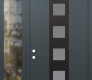 Modern Steel Front Door DIAMOND A13 48" X 96" ANTHRACITE/ANTHRACITE FROSTED GLASS PANEL BLACK RHI WITH SIDELITE AND TRANSOM CLEAR GLASS