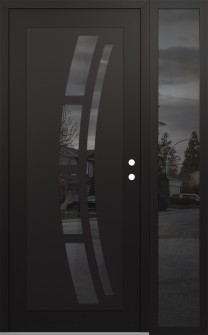 Diamond C12 48" x 80" black/black mirrored Glass Panel black LHI with Sidelite mirrored Glass