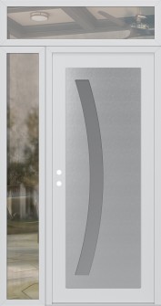 Diamond C4 52" x 96" white/white frosted Glass Panel stainless steel RHI with Sidelite and Transom clear Glass