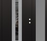 Modern Steel Front Door DIAMOND A5 50" X 80" BLACK/BLACK MIRRORED GLASS PANEL STAINLESS STEEL LHI WITH SIDELITE FROSTED GLASS
