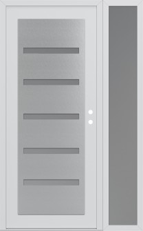 Diamond C7 48" x 80" white/white frosted Glass Panel stainless steel LHI with Sidelite frosted Glass