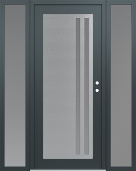 Diamond C6 60" x 80" anthracite/anthracite frosted Glass Panel stainless steel LHI with 2 Sidelites frosted Glass