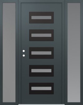 Diamond D4 68" x 80" anthracite/anthracite frosted Glass Panel black RHI with 2 Sidelites frosted Glass