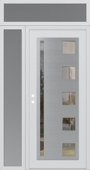 Diamond C3 52" x 96" white/white clear Glass Panel stainless steel RHI with Sidelite and Transom frosted Glass