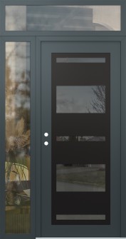 Diamond C10 52" x 96" anthracite/anthracite mirrored Glass Panel black RHI with Sidelite and Transom clear Glass