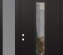 Modern Steel Front Door DIAMOND A1 50" X 96" BLACK/BLACK CLEAR GLASS PANEL BLACK RHI WITH SIDELITE AND TRANSOM FROSTED GLASS