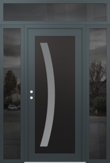 Diamond C4 60" x 96" anthracite/anthracite frosted Glass Panel black RHI with 2 Sidelites and Transom mirrored Glass