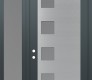 Modern Steel Front Door Diamond C5 50" x 96" anthracite/anthracite frosted Glass Panel stainless steel RHI with Sidelite and Transom frosted Glass