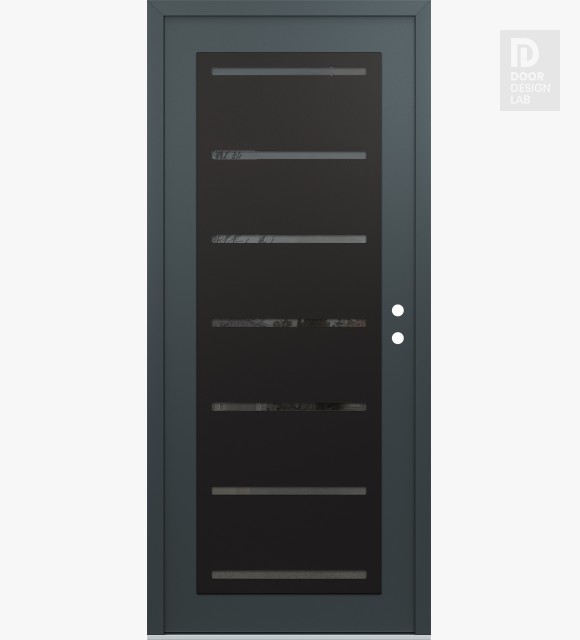 Modern Steel Front Door Diamond C11 36" x 80" anthracite/anthracite mirrored Glass Panel black LHI