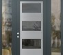 Modern Steel Front Door Diamond C2 64" x 96" anthracite/anthracite mirrored Glass Panel stainless steel RHI with 2 Sidelites and Transom clear Glass