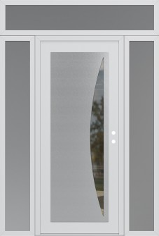 Diamond C13 60" x 96" white/white clear Glass Panel stainless steel LHI with 2 Sidelites and Transom frosted Glass