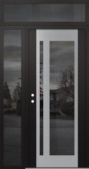 Diamond C15 48" x 96" black/black mirrored Glass Panel stainless steel RHI with Sidelite and Transom mirrored Glass