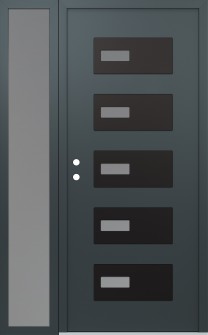 Diamond D7 48" x 80" anthracite/anthracite frosted Glass Panel black RHI with Sidelite frosted Glass