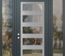 Modern Steel Front Door Diamond C9 60" x 96" anthracite/anthracite clear Glass Panel stainless steel RHI with 2 Sidelites and Transom clear Glass