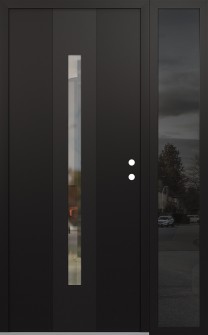 DIAMOND A2 52" X 80" BLACK/BLACK CLEAR GLASS PANEL BLACK LHI WITH SIDELITE MIRRORED GLASS
