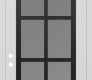 Modern Steel Front Door Diamond C16 36" x 96" white/white frosted Glass Panel black RHI with Transom frosted Glass