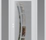 Modern Steel Front Door Diamond C12 68" x 96" white/white clear Glass Panel stainless steel RHI with 2 Sidelites and Transom frosted Glass