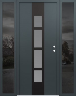 DIAMOND A10 68" X 80" ANTHRACITE/ANTHRACITE FROSTED GLASS PANEL BLACK LHI WITH 2 SIDELITES MIRRORED GLASS