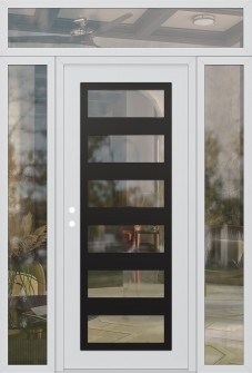 Diamond C9 68" x 96" white/white clear Glass Panel black RHI with 2 Sidelites and Transom clear Glass