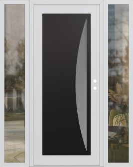 Diamond C13 68" x 80" white/white frosted Glass Panel black LHI with 2 Sidelites clear Glass