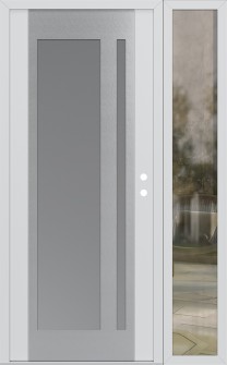 Diamond C15 52" x 80" white/white frosted Glass Panel stainless steel LHI with Sidelite clear Glass