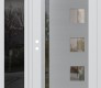 Modern Steel Front Door Diamond C3 52" x 80" white/white clear Glass Panel stainless steel RHI with Sidelite mirrored Glass