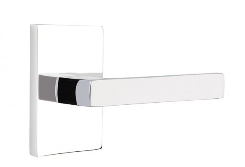 EMTEK DUMONT LEVER WITH MODERN RECTANGULAR ROSETTE PASSAGE RH POLISHED CHROME (US26) 5112