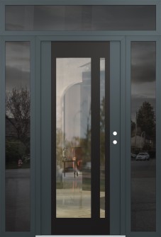 Diamond C15 68" x 96" anthracite/anthracite clear Glass Panel black LHI with 2 Sidelites and Transom mirrored Glass