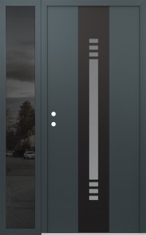 DIAMOND A5 52" X 80" ANTHRACITE/ANTHRACITE FROSTED GLASS PANEL BLACK RHI WITH SIDELITE MIRRORED GLASS