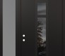Modern Steel Front Door DIAMOND A9 50" X 96" BLACK/BLACK MIRRORED GLASS PANEL BLACK RHI WITH SIDELITE AND TRANSOM FROSTED GLASS