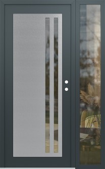 Diamond C6 48" x 80" anthracite/anthracite clear Glass Panel stainless steel LHI with Sidelite clear Glass