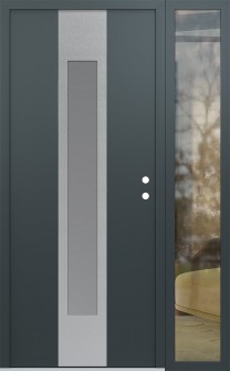 DIAMOND A1 52" X 80" ANTHRACITE/ANTHRACITE FROSTED GLASS PANEL STAINLESS STEEL LHI WITH SIDELITE CLEAR GLASS