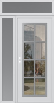 Diamond C16 50" x 96" white/white clear Glass Panel stainless steel RHI with Sidelite and Transom frosted Glass