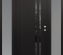 Modern Steel Front Door Diamond C6 68" x 80" black/black mirrored Glass Panel black LHI with 2 Sidelites frosted Glass