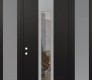 Modern Steel Front Door DIAMOND A1 60" X 96" BLACK/BLACK CLEAR GLASS PANEL STAINLESS STEEL RHI WITH 2 SIDELITES AND TRANSOM FROSTED GLASS