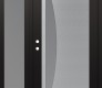 Modern Steel Front Door Diamond C13 50" x 80" black/white frosted Glass Panel stainless steel RHI with Sidelite frosted Glass