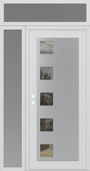 Diamond C5 48" x 96" white/white clear Glass Panel stainless steel RHI with Sidelite and Transom frosted Glass