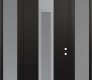 Modern Steel Front Door DIAMOND A1 68" X 96" BLACK/WHITE FROSTED GLASS PANEL STAINLESS STEEL LHI WITH 2 SIDELITES AND TRANSOM FROSTED GLASS