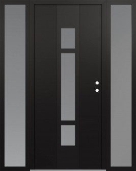 DIAMOND A9 68" X 80" BLACK/WHITE FROSTED GLASS PANEL BLACK LHI WITH 2 SIDELITES FROSTED GLASS