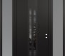Modern Steel Front Door DIAMOND A8 64" X 96" BLACK/BLACK MIRRORED GLASS PANEL BLACK LHI WITH 2 SIDELITES AND TRANSOM FROSTED GLASS