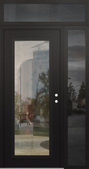 Diamond C1 48" x 96" black/black clear Glass Panel black LHI with Sidelite and Transom mirrored Glass