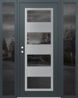 Diamond C2 64" x 80" anthracite/anthracite mirrored Glass Panel stainless steel RHI with 2 Sidelites mirrored Glass