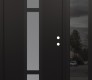 Modern Steel Front Door DIAMOND A9 50" X 80" BLACK/WHITE FROSTED GLASS PANEL BLACK LHI WITH SIDELITE MIRRORED GLASS
