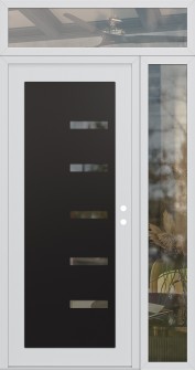 Diamond C8 52" x 96" white/white clear Glass Panel black LHI with Sidelite and Transom clear Glass