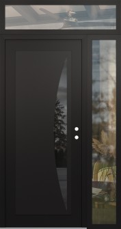 Diamond C13 48" x 96" black/black mirrored Glass Panel black LHI with Sidelite and Transom clear Glass